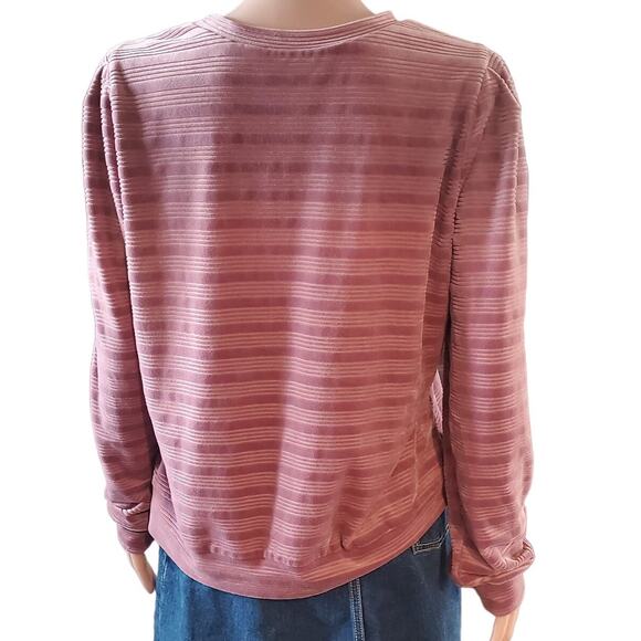 Heartloom Revolve Sz L Somi Striped Velvet Long Sleeve Blouse - Picture 4 of 8